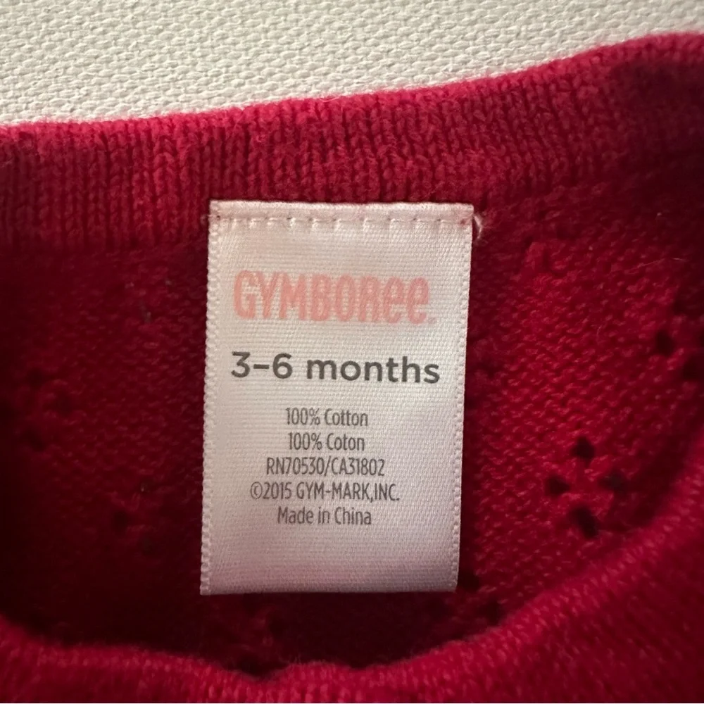Gymboree 3-6 Months Baby Girl Red Cardigan Green Plaid Dress Set Holiday
